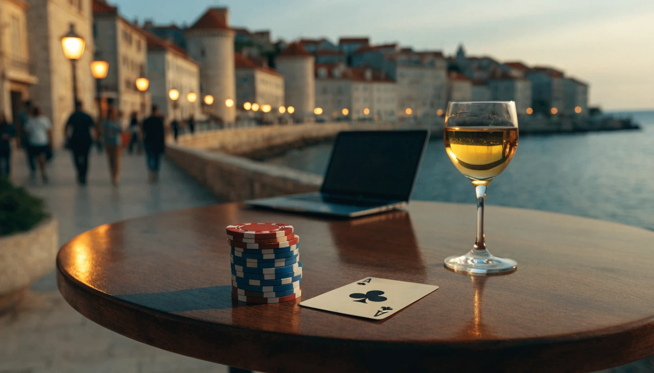 Stol s igraćim žetonima na pozivu hrvatske obale